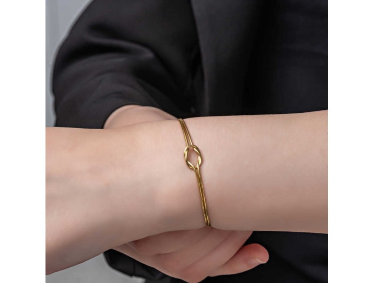 Gümüş Gold Dilek Düğüm Örgü Kadın Bileklik Gümüş Gold Dilek Düğüm Örgü Kadın Bileklik