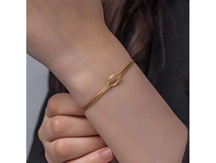 Gümüş Gold Dilek Düğüm Örgü Kadın Bileklik Gümüş Gold Dilek Düğüm Örgü Kadın Bileklik