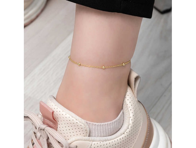 Gümüş Gold Top Zincir Halhal Gümüş Gold Top Zincir Halhal