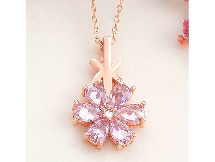 Gümüş Rose Pembe Sevgi Çiçeği Kadın Kolye Gümüş Rose Pembe Sevgi Çiçeği Kadın Kolye