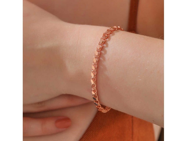 Gümüş Rose Pullu Zincir Kadın Bileklik Gümüş Rose Pullu Zincir Kadın Bileklik