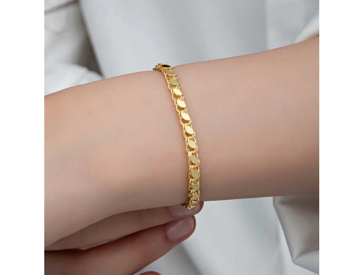 Gümüş Gold Pullu Zincir Kadın Bileklik Gümüş Gold Pullu Zincir Kadın Bileklik