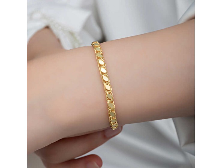 Gümüş Gold Pullu Zincir Kadın Bileklik Gümüş Gold Pullu Zincir Kadın Bileklik