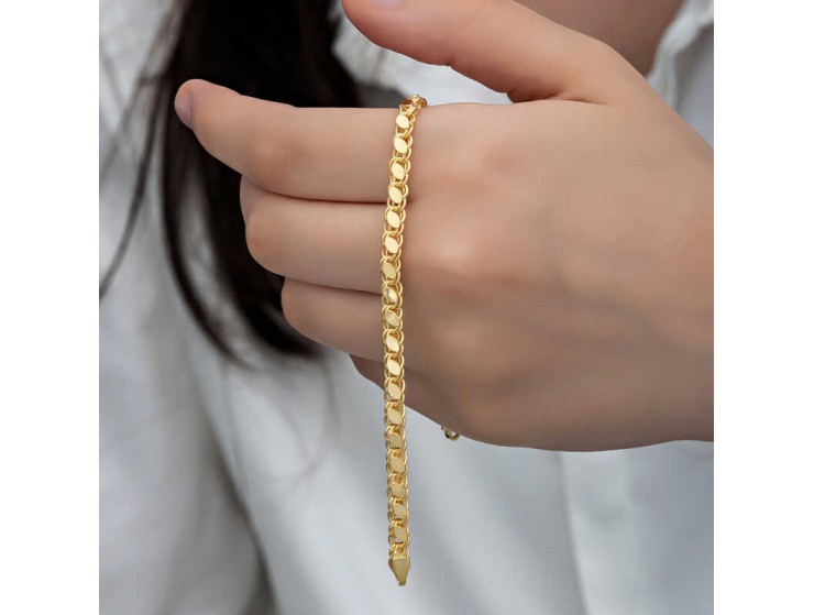 Gümüş Gold Pullu Zincir Kadın Bileklik Gümüş Gold Pullu Zincir Kadın Bileklik