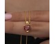 Gümüş Gold Kırmızı Taşlı Kalpli Kadın Kolye Gümüş Gold Kırmızı Taşlı Kalpli Kadın Kolye
