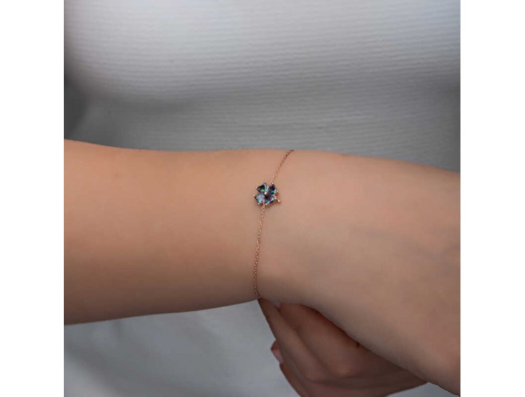 Gümüş Rose Mistik Topaz Yonca Kadın Bileklik Gümüş Rose Mistik Topaz Yonca Kadın Bileklik