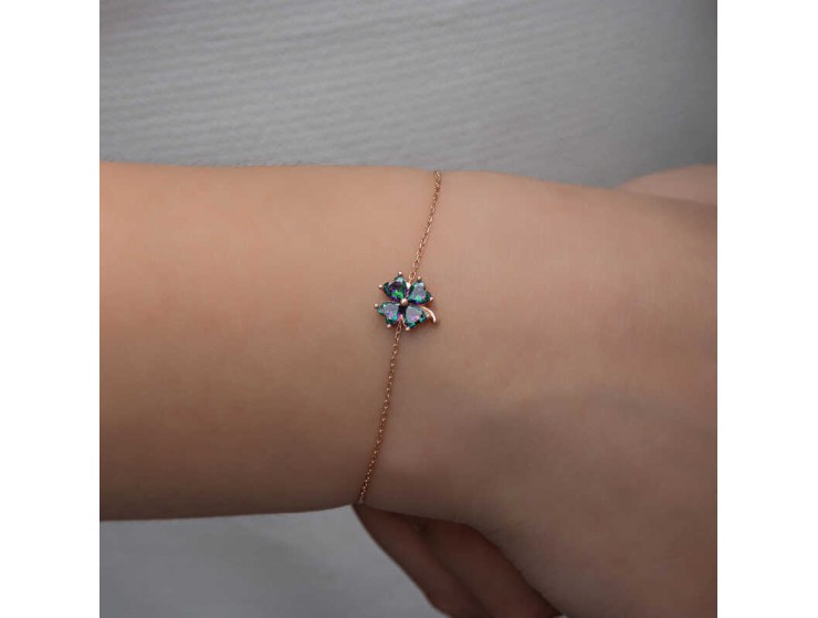 Gümüş Rose Mistik Topaz Yonca Kadın Bileklik Gümüş Rose Mistik Topaz Yonca Kadın Bileklik