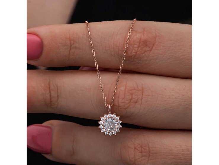 Gümüş Rose Minimal Yuvarlak Anturaj Kadın Kolye Gümüş Rose Minimal Yuvarlak Anturaj Kadın Kolye