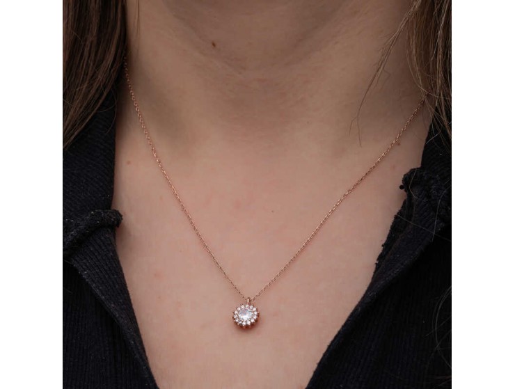 Gümüş Rose Minimal Yuvarlak Anturaj Kadın Kolye Gümüş Rose Minimal Yuvarlak Anturaj Kadın Kolye