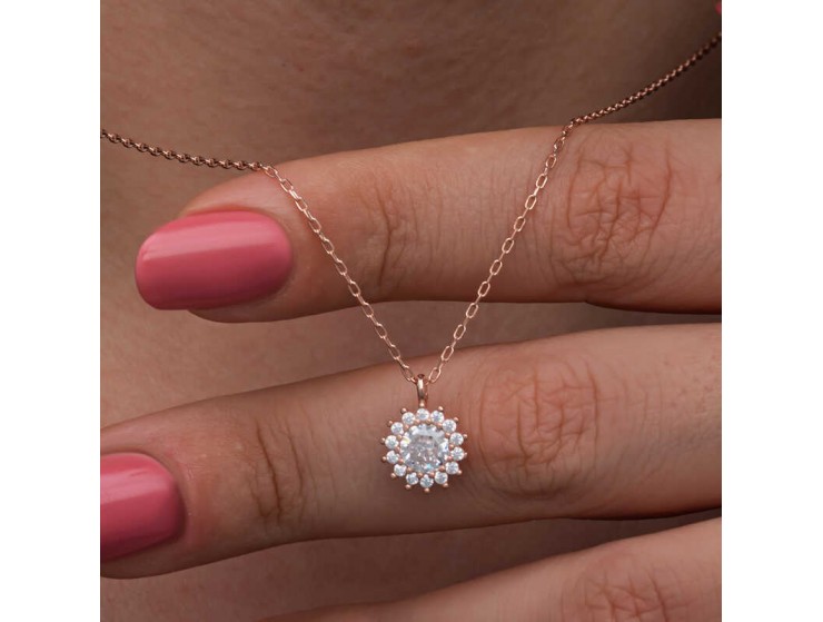 Gümüş Rose Minimal Yuvarlak Anturaj Kadın Kolye Gümüş Rose Minimal Yuvarlak Anturaj Kadın Kolye