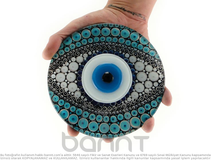 Mozaik Göz Masa Üstü Füzyon Cam Nazarlık 16cm