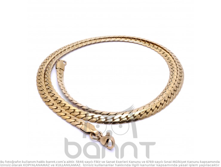 Rudi Yassı Yılan Sırtı Çelik Kolye 1.2Mm X 4Mm