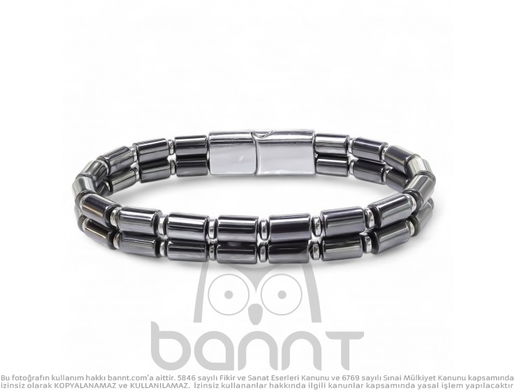 Rudi Çift Boru Hematit Ve Çelik Zincir Bileklik