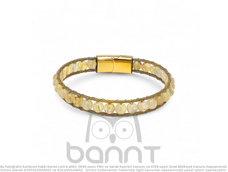 Titanyum Kilitli Sitrin Doğaltaş Ve 316L Çelik Halat Örme Erkek Bileklik Titanyum Kilitli Sitrin Doğaltaş Ve 316L Çelik Halat Örme Erkek Bileklik