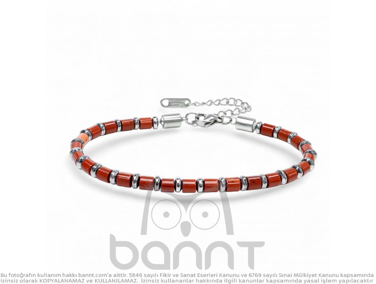 Rudi Kırmızı Jasper & Silver Hematit Taşlı Ayarlanabilir Çelik Zincir Erkek Bileklik Rudi Kırmızı Jasper & Silver Hematit Taşlı Ayarlanabilir Çelik Zincir Erkek Bileklik