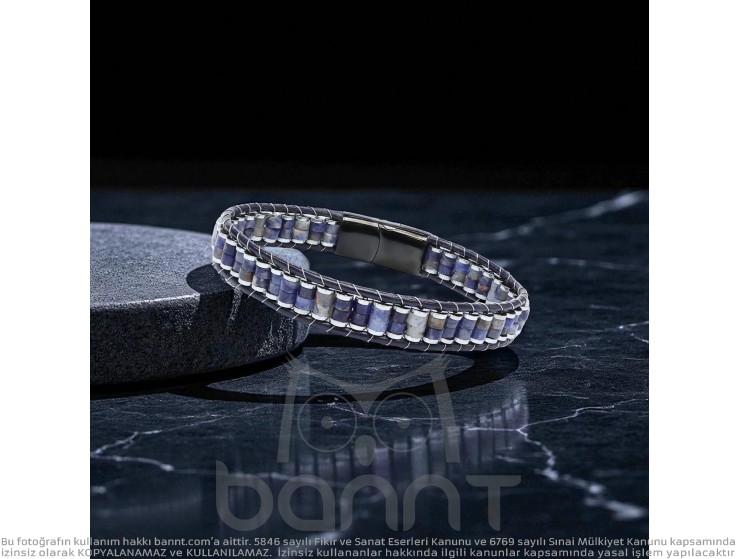 Rudi Lapis & Hematit Çelik Örgülü Deri Bileklik Rudi Lapis & Hematit Çelik Örgülü Deri Bileklik