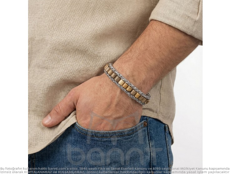 Rudi Odun Jasper Doğal Taşlı Hasır Örgü Zincirli Erkek Çelik Bileklik Rudi Odun Jasper Doğal Taşlı Hasır Örgü Zincirli Erkek Çelik Bileklik
