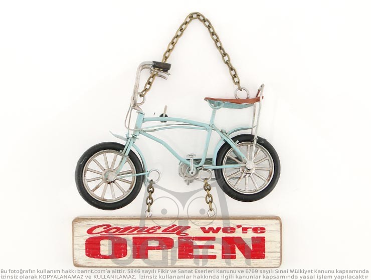 Vintage Bicycle Metal Kapı Yazısı
