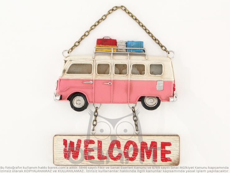 Vintage Camper Van Metal Kapı Yazısı