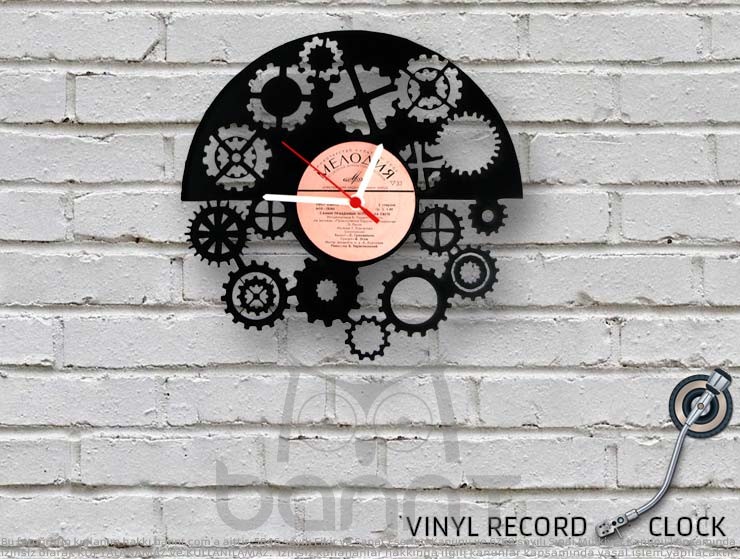 Gear Wheel Vinyl Record Duvar Saati