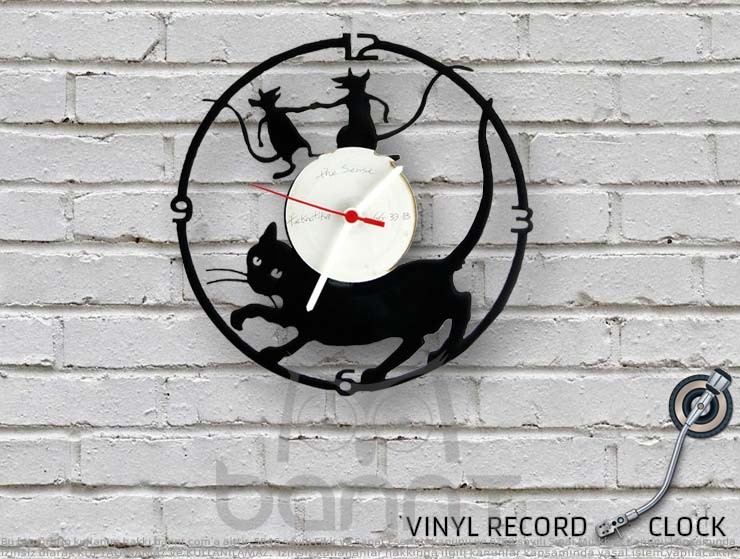 Cat Rat Vinyl Record Duvar Saati