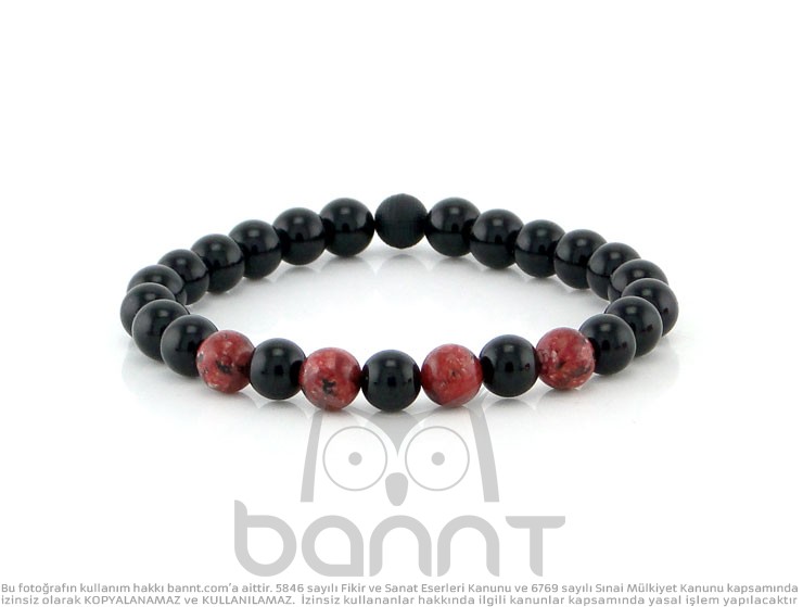Coral Onyx Doğal Taş Bileklik