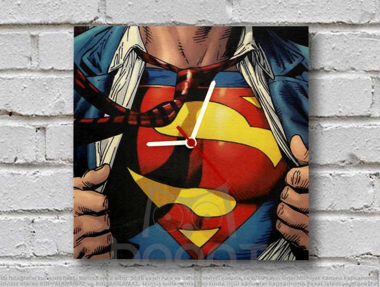 Superman Ahşap Duvar Saati