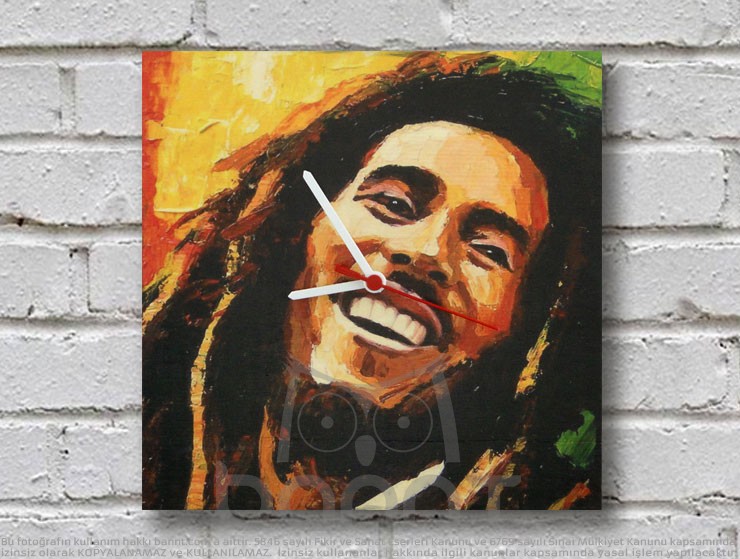 Bob Marley Ahşap Duvar Saati II