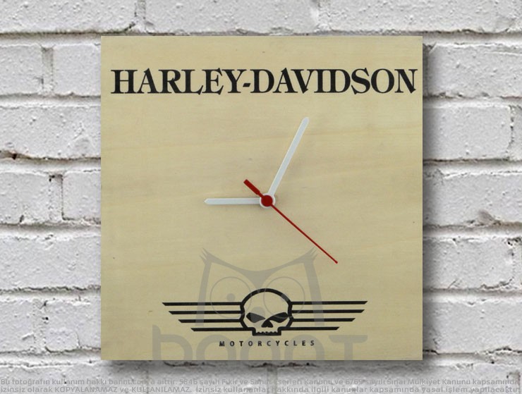 Harley Davidson Ahşap Duvar Saati II