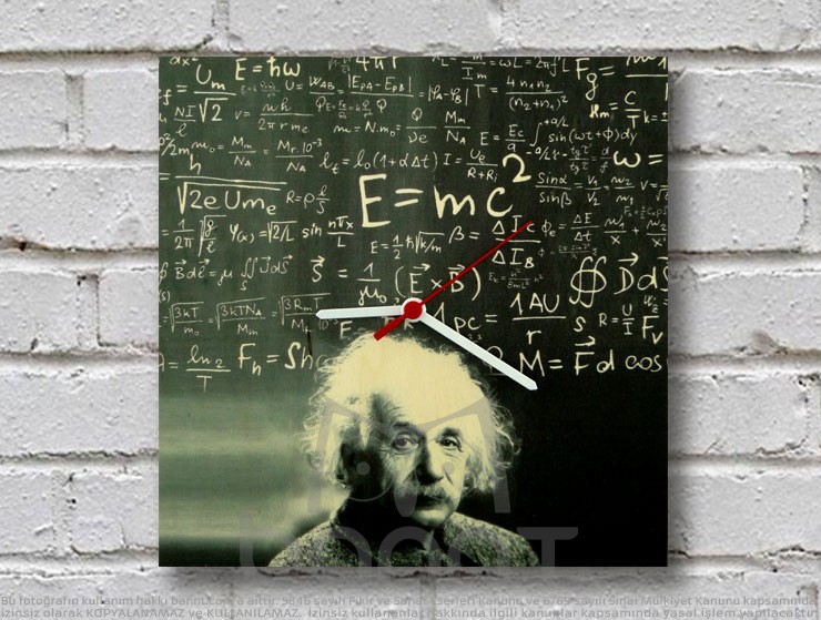 Einstein Ahşap Duvar Saati
