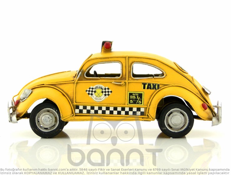 Retro Sarı Vosvos Taksi (Orta Boy)