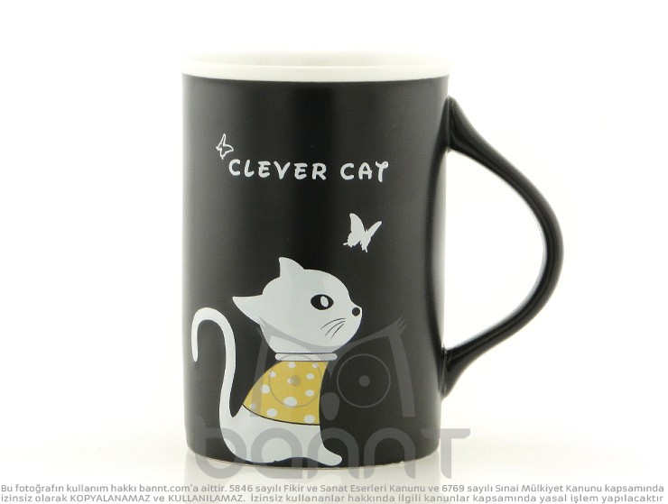 Clever Cat Kupa Bardak (Siyah) Clever Cat Kupa Bardak (Siyah)