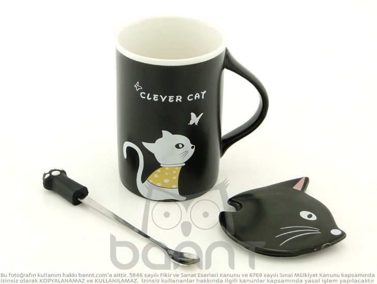 Clever Cat Kupa Bardak (Siyah) Clever Cat Kupa Bardak (Siyah)
