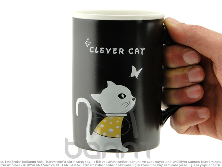 Clever Cat Kupa Bardak (Siyah) Clever Cat Kupa Bardak (Siyah)