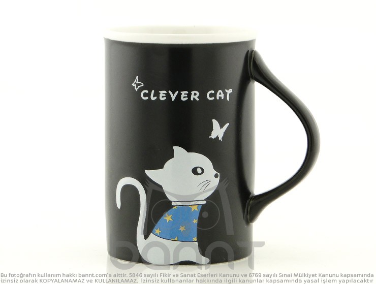 Clever Cat Kupa Bardak (Siyah) Clever Cat Kupa Bardak (Siyah)