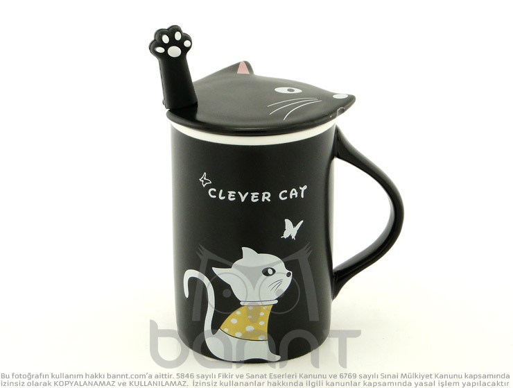 Clever Cat Kupa Bardak (Siyah) Clever Cat Kupa Bardak (Siyah)