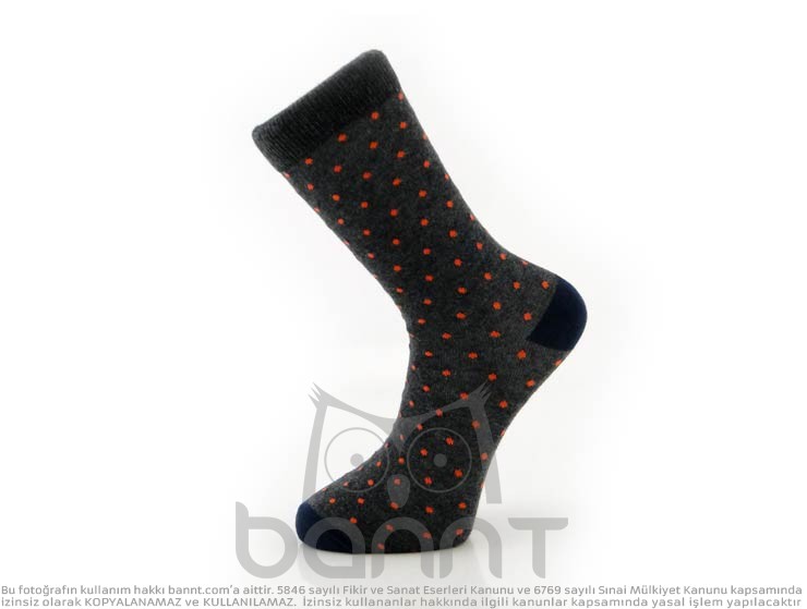 Turuncu Puantiyeli Erkek Çorap