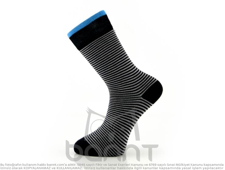 Çizgili Bambu Çorap (Siyah)