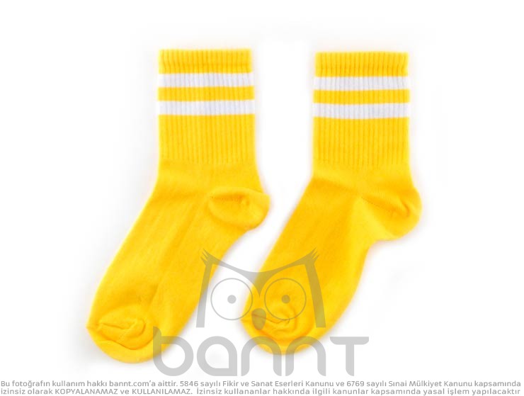 Çizgili Tenis Çorap (Sarı)