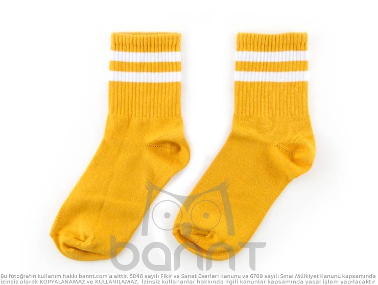 Çizgili Tenis Çorap (Hardal)