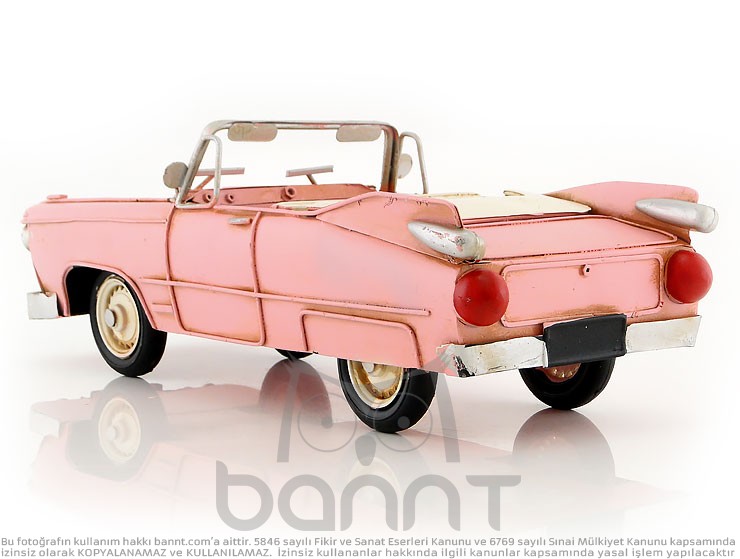 Vintage Cabrio Metal Araba Pembe (Büyük Boy) Vintage Cabrio Metal Araba Pembe (Büyük Boy)