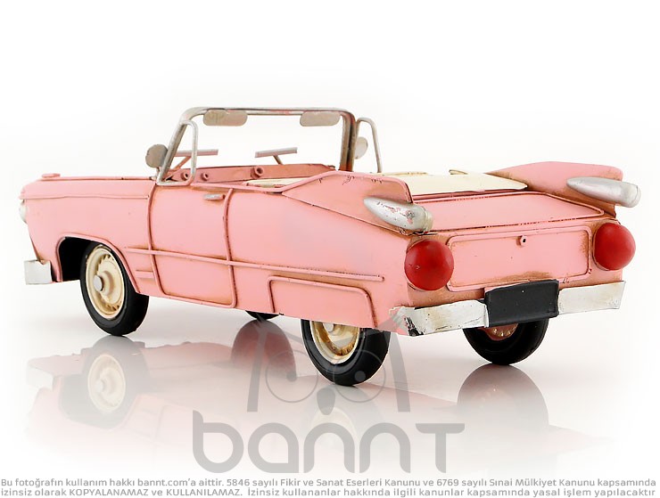 Vintage Cabrio Metal Araba (Pembe)