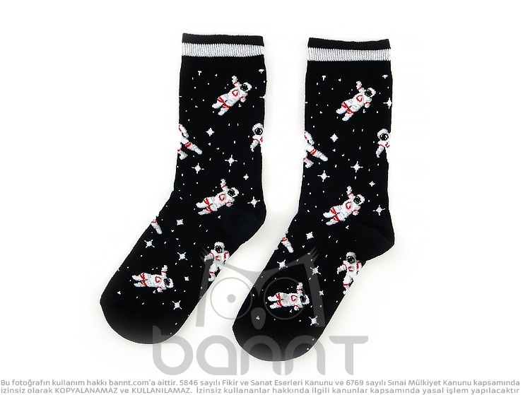Astronot Çorap (Siyah)