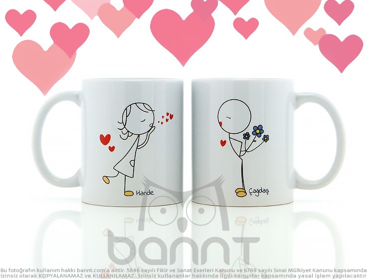 Aşık Sevgili Kupa Bardak Seti