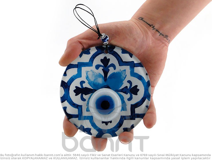Mavi Çini Füzyon Cam Nazar Boncuğu 12cm Mavi Çini Füzyon Cam Nazar Boncuğu 12cm