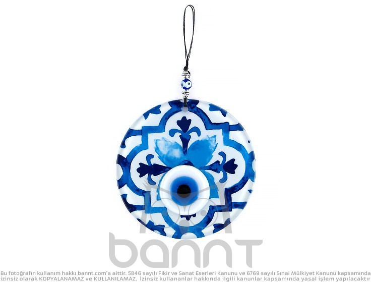 Mavi Çini Füzyon Cam Nazar Boncuğu 12cm Mavi Çini Füzyon Cam Nazar Boncuğu 12cm