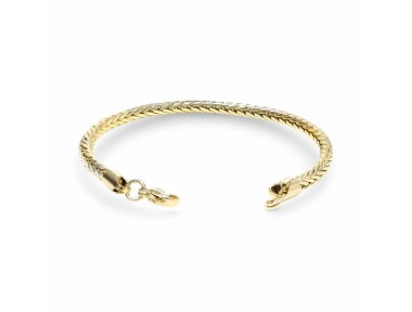 Oval Kral Bakla Örgülü Sarı Çelik Zincir Bileklik 4Mm