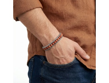 Rudi Kırmızı Jasper Doğal Taşlı Hasır Örgü Zincirli Erkek Çelik Bileklik Rudi Kırmızı Jasper Doğal Taşlı Hasır Örgü Zincirli Erkek Çelik Bileklik