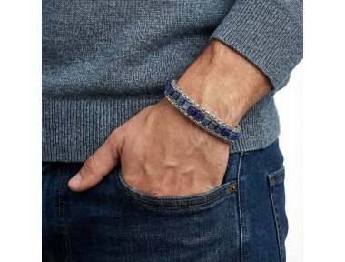 Rudi Lapis Doğal Taşlı Hasır Örgü Zincirli Erkek Çelik Bileklik Rudi Lapis Doğal Taşlı Hasır Örgü Zincirli Erkek Çelik Bileklik