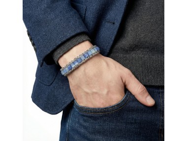 Rudi Mavi Aventurin Doğal Taşlı Hasır Örgü Zincirli Erkek Çelik Bileklik Rudi Mavi Aventurin Doğal Taşlı Hasır Örgü Zincirli Erkek Çelik Bileklik